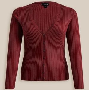 Fitted Cardigan V-Neck Sweater